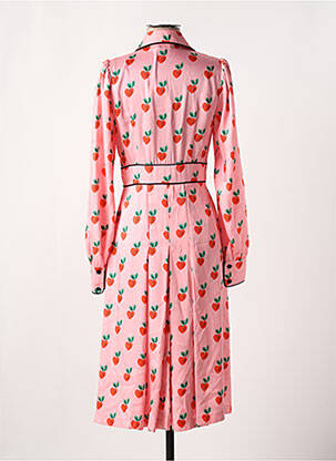 Robe mi-longue imprimé fantaisie manches longues rose MANOUSH femme