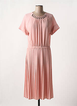 Robe mi-longue tissage crêpe manches courtes rose GERARD DAREL femme