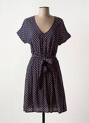 Robe mi-longue imprimé fantaisie manches courtes bleu CYRILLUS femme