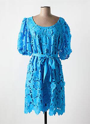 Robe mi-longue manches courtes manches courtes bleu DERHY femme
