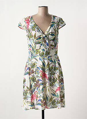 Robe mi-longue fermeture zippée au dos manches courtes vert DERHY femme
