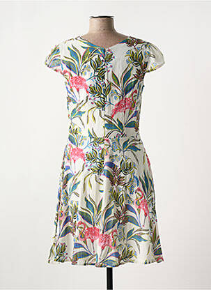 Robe mi-longue fermeture zippée au dos manches courtes vert DERHY femme