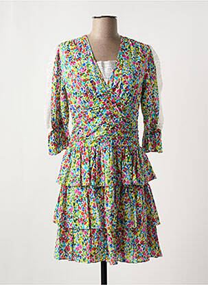 Robe courte imprimé fleurs manches 3/4 rose DERHY femme