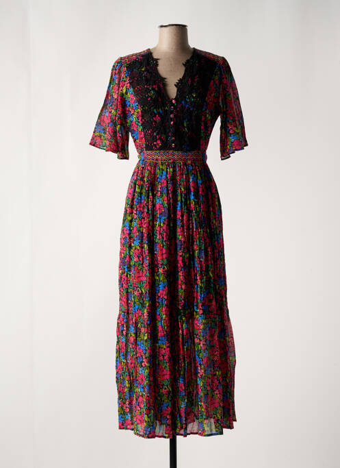 Robe longue manches courtes manches courtes noir DERHY femme