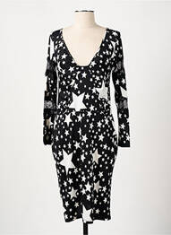 Robe mi-longue manches longues manches longues noir MANIGANCE femme