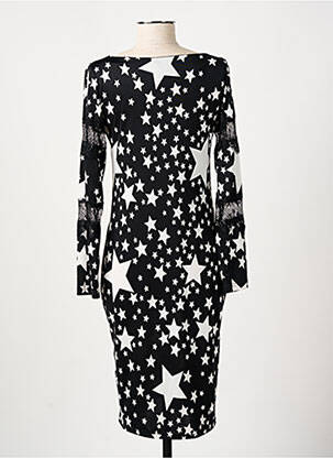 Robe mi-longue manches longues manches longues noir MANIGANCE femme
