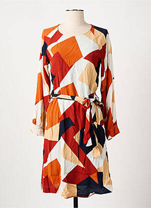 Robe mi-longue coupe fluide manches longues orange CAROLL femme