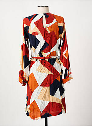 Robe mi-longue coupe fluide manches longues orange CAROLL femme
