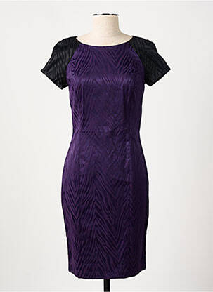 Robe mi-longue tissage crêpe manches courtes violet MANIGANCE femme
