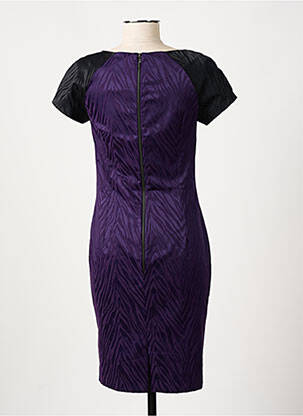 Robe mi-longue tissage crêpe manches courtes violet MANIGANCE femme