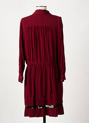 Robe mi-longue coupe fluide manches longues rouge PABLO femme