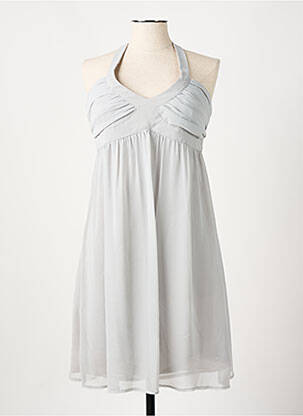 Robe mi-longue tissage crêpe fines bretelles gris MANIGANCE femme