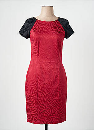 Robe mi-longue tissage crêpe manches courtes rouge MANIGANCE femme