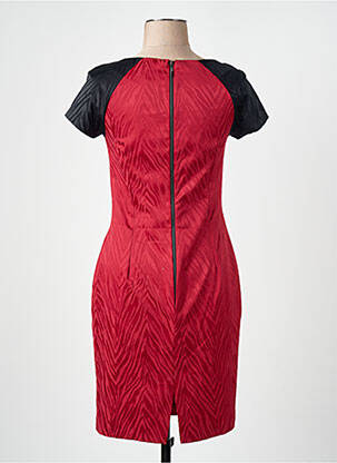 Robe mi-longue tissage crêpe manches courtes rouge MANIGANCE femme