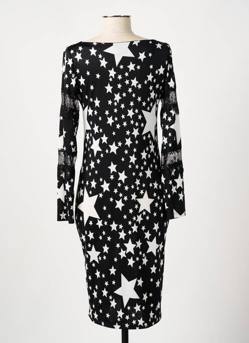 Robe mi-longue manches longues manches longues noir MANIGANCE femme