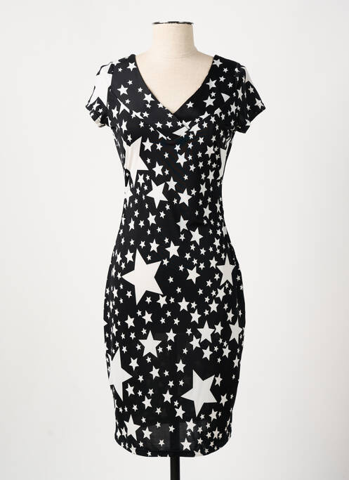 Robe mi-longue manches courtes manches courtes noir MANIGANCE femme