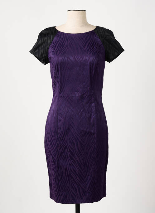 Robe mi-longue tissage crêpe manches courtes violet MANIGANCE femme