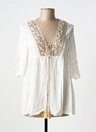 Blouse légère et transparente manches 3/4 blanc MYA femme