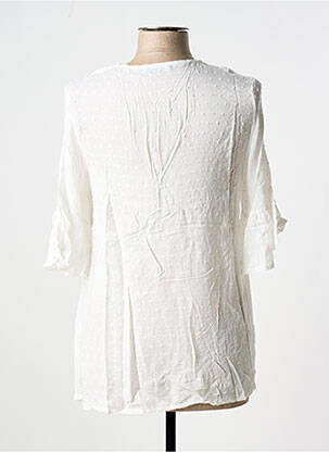 Blouse tissage popeline manches 3/4 blanc MYA femme