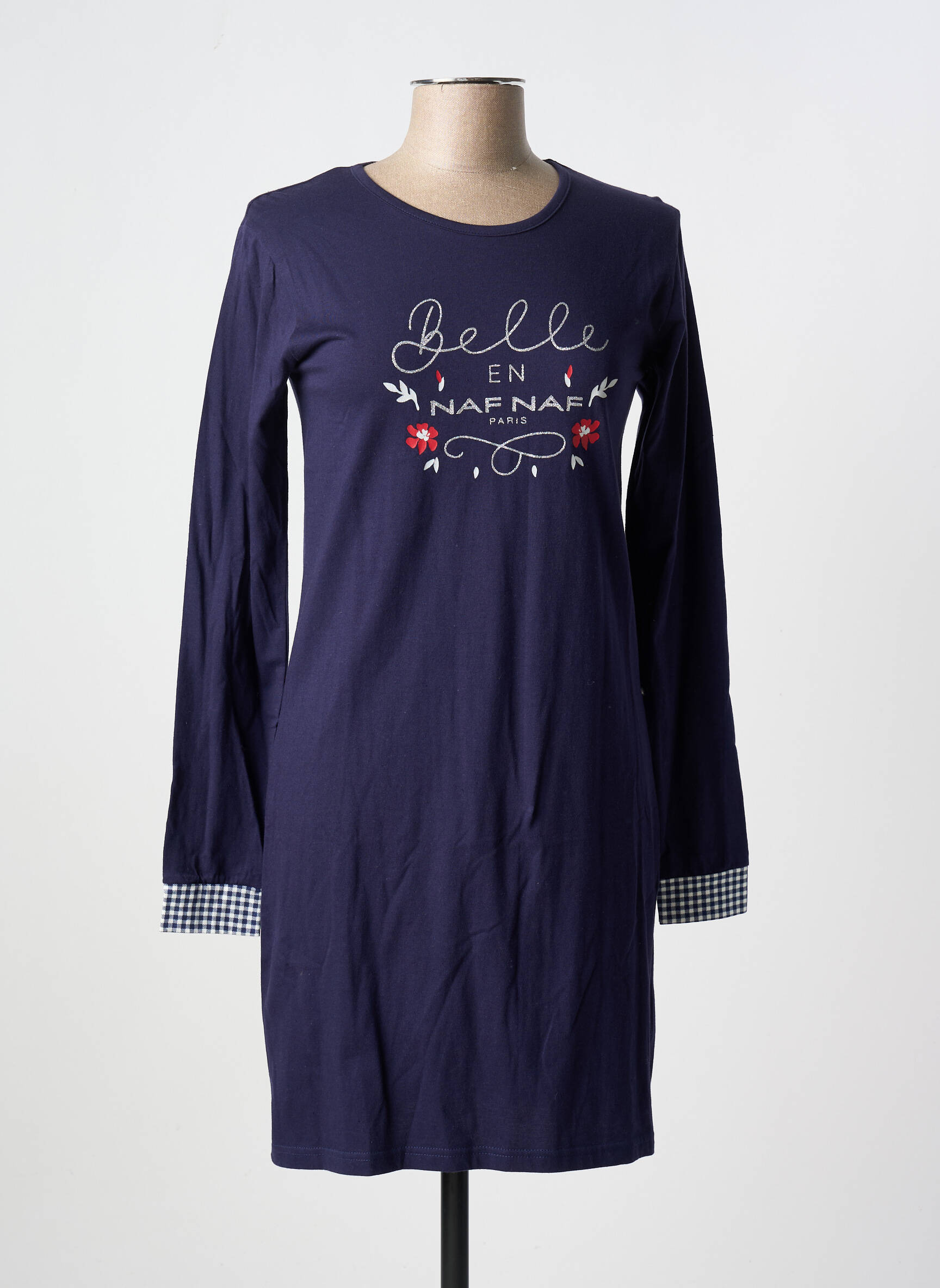 Chemise De Nuit Sérigraphie Floquée Bleu Naf Naf Femme 2577116