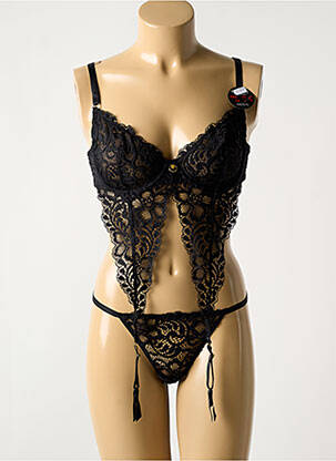 Ensemble lingerie bretelles élastiquées ajustables noir ESCORT femme