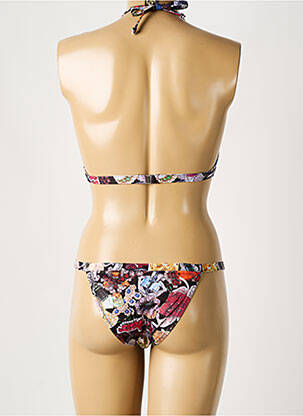 Maillot de bain 2 pièces stretch haut triangles noir GALLIANO femme