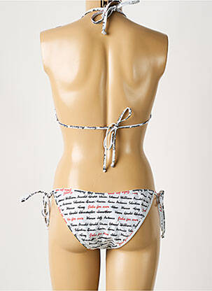 Maillot de bain 2 pièces stretch haut triangles blanc GALLIANO femme