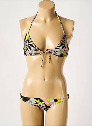 Maillot de bain 2 pièces stretch haut triangles jaune LAURA URBINATI femme