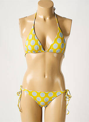 Maillot de bain 2 pièces stretch haut triangles jaune SIYU femme