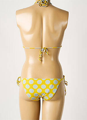 Maillot de bain 2 pièces stretch haut triangles jaune SIYU femme