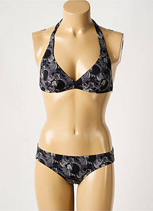 Maillot de bain 2 pièces stretch haut triangles noir LAURA URBINATI femme