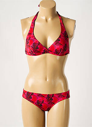 Maillot de bain 2 pièces stretch haut triangles rose LAURA URBINATI femme