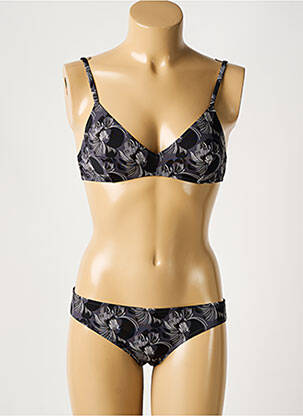 Maillot de bain 2 pièces stretch haut soutien-gorge emboitant noir LAURA URBINATI femme