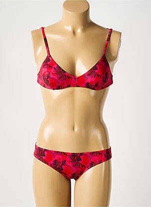 Maillot de bain 2 pièces stretch haut soutien-gorge emboitant rose LAURA URBINATI femme