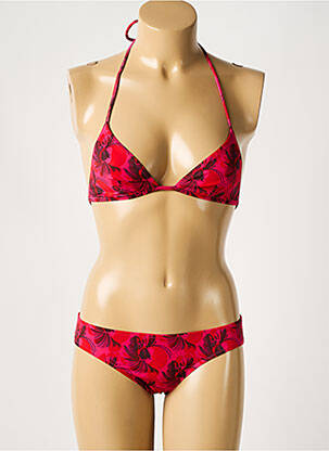 Maillot de bain 2 pièces stretch haut triangles rose LAURA URBINATI femme