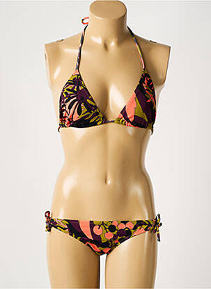Maillot de bain 2 pièces stretch haut triangles vert LAURA URBINATI femme