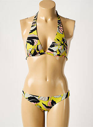 Maillot de bain 2 pièces stretch haut triangles jaune LAURA URBINATI femme