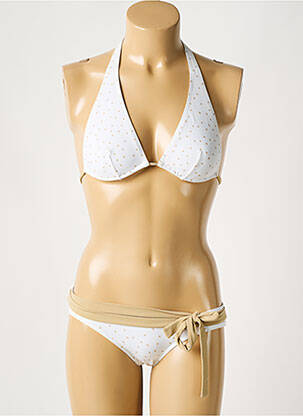 Maillot de bain 2 pièces stretch haut triangles blanc LAURA URBINATI femme