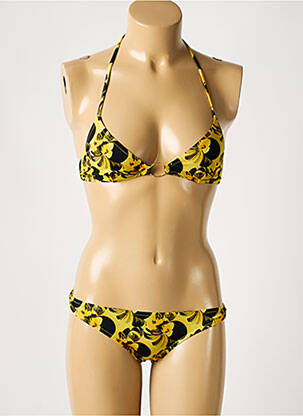 Maillot de bain 2 pièces stretch haut triangles jaune LAURA URBINATI femme