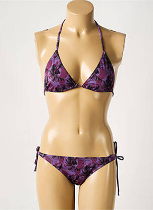 Maillot de bain 2 pièces stretch haut triangles violet LAURA URBINATI femme