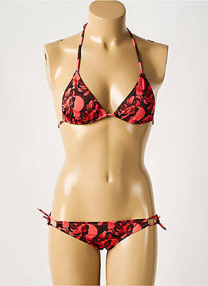 Maillot de bain 2 pièces stretch haut triangles rouge LAURA URBINATI femme