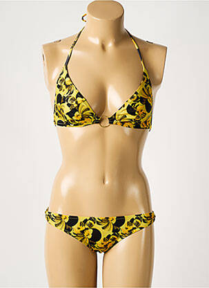 Maillot de bain 2 pièces stretch haut triangles jaune LAURA URBINATI femme