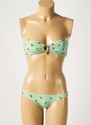 Maillot de bain 2 pièces stretch haut bandeau vert LAURA URBINATI femme