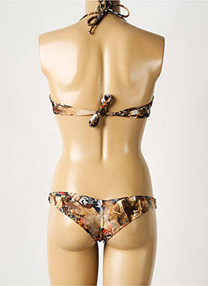 Maillot de bain 2 pièces stretch haut bandeau marron GALLIANO femme