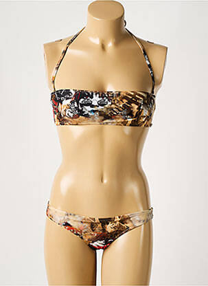 Maillot de bain 2 pièces haut bandeau haut bandeau marron GALLIANO femme