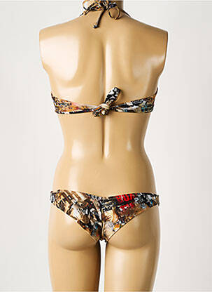 Maillot de bain 2 pièces stretch haut bandeau marron GALLIANO femme