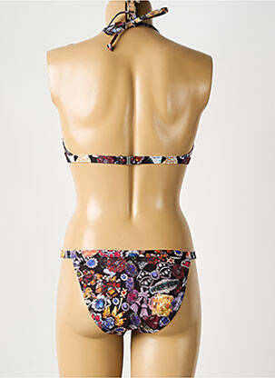 Maillot de bain 2 pièces stretch haut triangles noir GALLIANO femme
