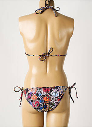 Maillot de bain 2 pièces stretch haut triangles noir GALLIANO femme