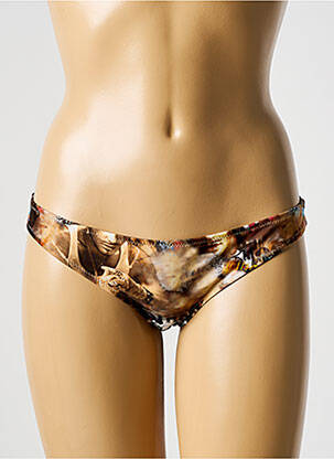 Bas de maillot de bain imprimé fantaisie bikini marron GALLIANO femme