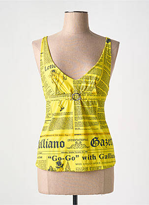 Top imprimé fantaisie fines bretelles jaune JOHN GALLIANO femme